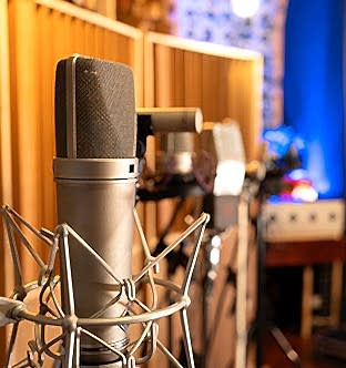 A collection of industry-standard condenser, tube, ribbon and dynamic microphones at Vancouver recording studio, Blue Light Studio.